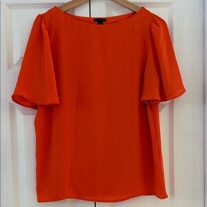 Ann Taylor Women's Orange Blouse with flutter sleeves